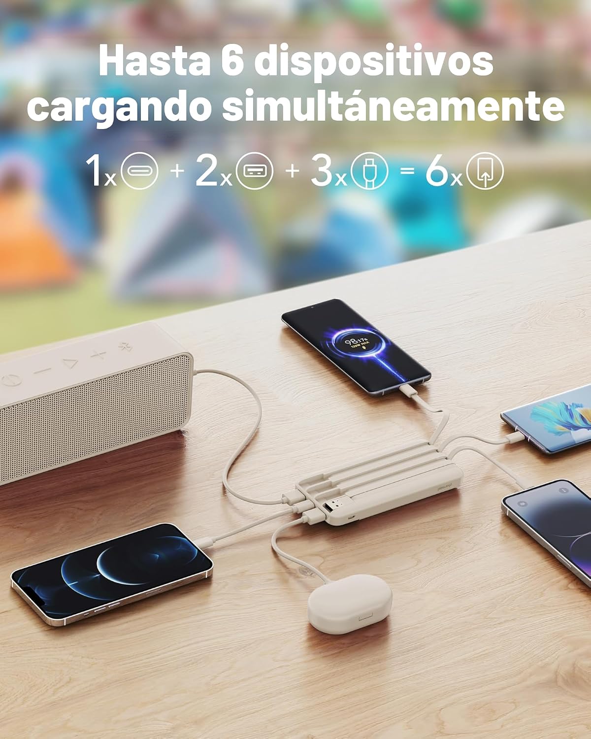 charmast Cables incorporados del cargador portátil, 20000mAh Banco...