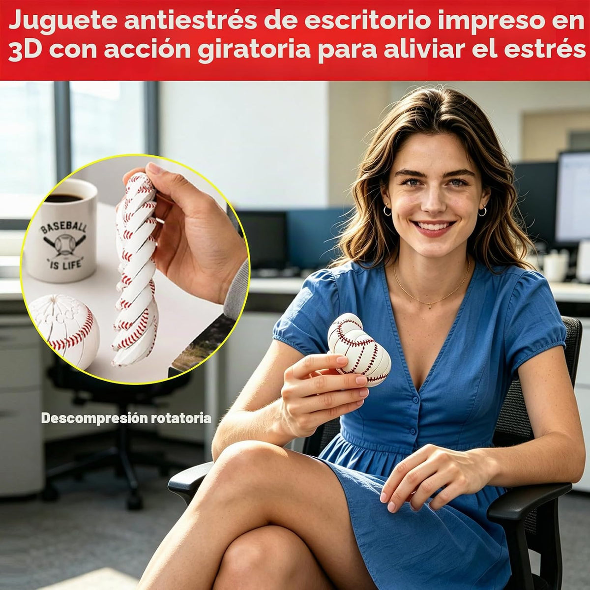 Fidget de béisbol, juguetes Fidget de béisbol, giro impreso en 3D |...