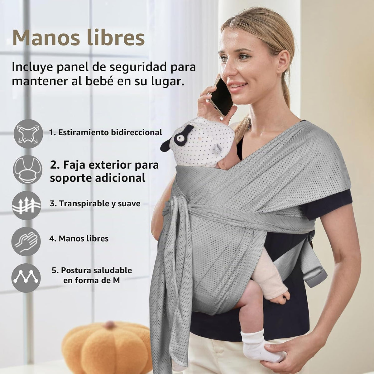 vrbabies Fular portabebés para recién nacidos y niños pequeños, agr...