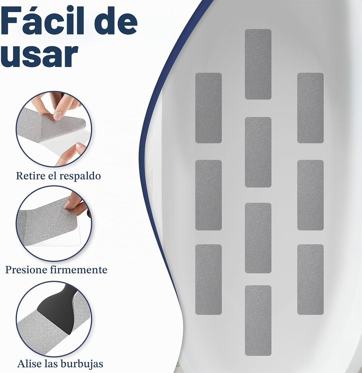 Gecork XXL - Calcomanías antideslizantes para bañera con adhesivo f...