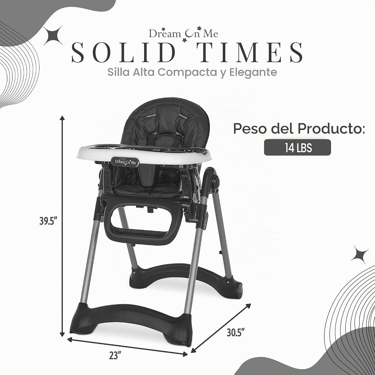 Dream On Me Solid Times - Silla alta para bebés y niños pequeños en...