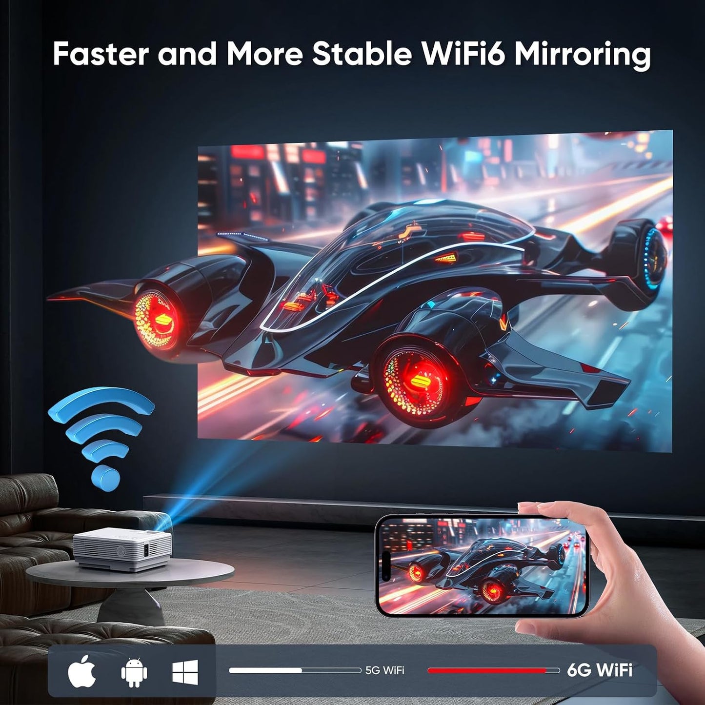 【Netflix Oficialmente】NISOO Proyector Inteligente con WiFi y Blueto...