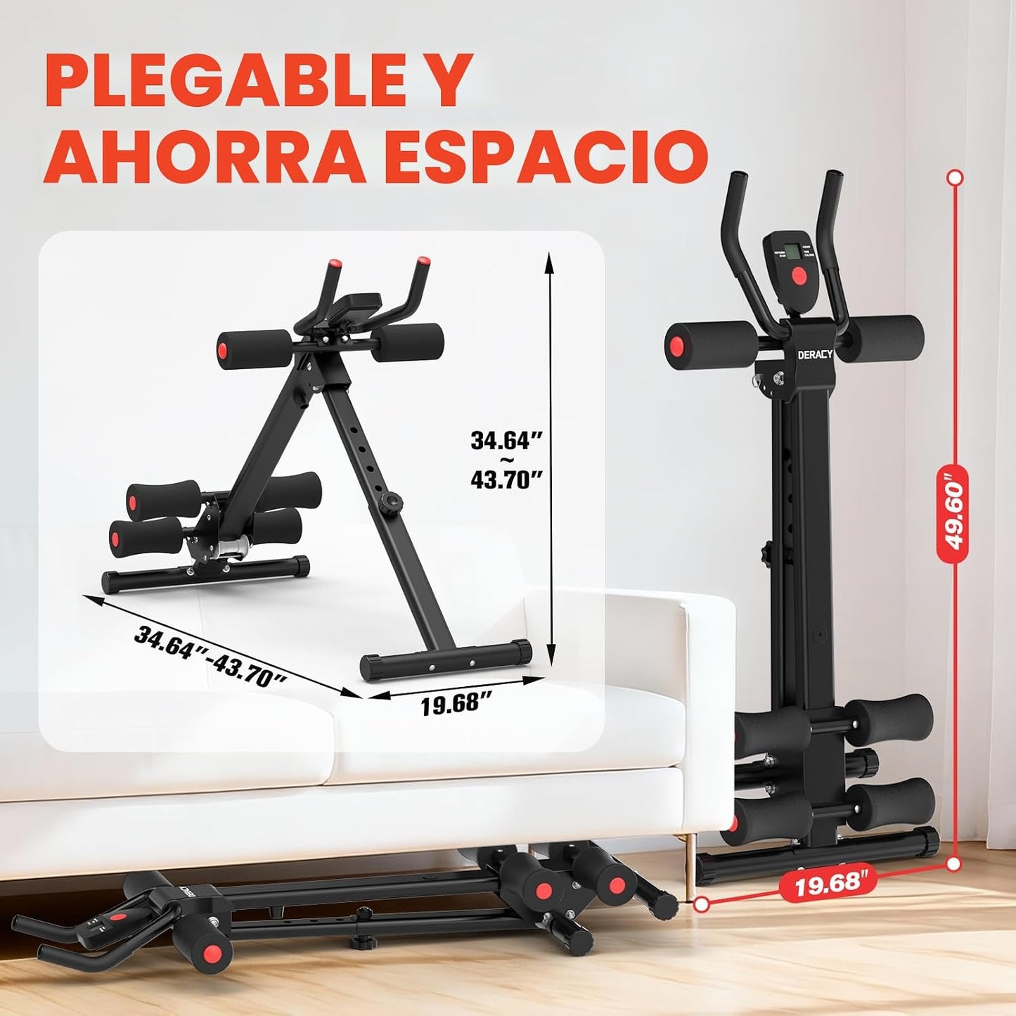 DERACY Máquina de entrenamiento abdominal ajustable para abdominale...
