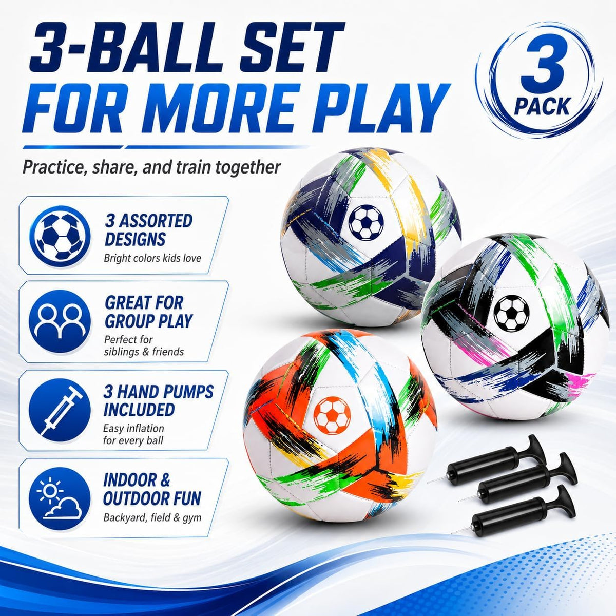 Innotoys Balón de fútbol tamaño 5, tamaño 4, tamaño 3, desinflado,...