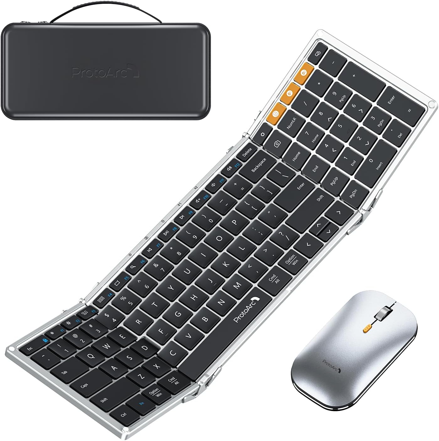 ProtoArc XKM01 - Teclado y mouse plegables, teclado inalámbrico ple...