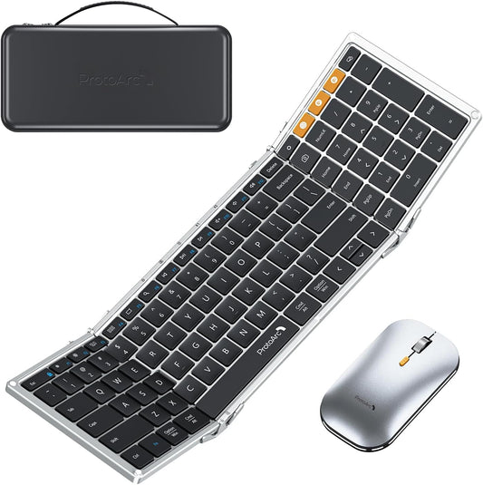 ProtoArc XKM01 - Teclado y mouse plegables, teclado inalámbrico ple...