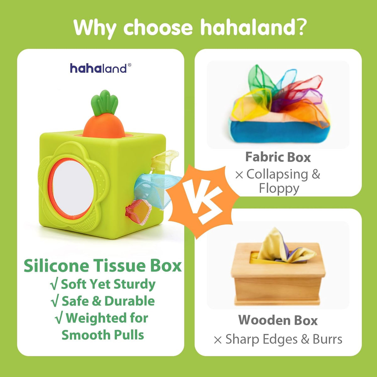 hahaland Caja de pañuelos de silicona para bebés de juguete - Jugue...