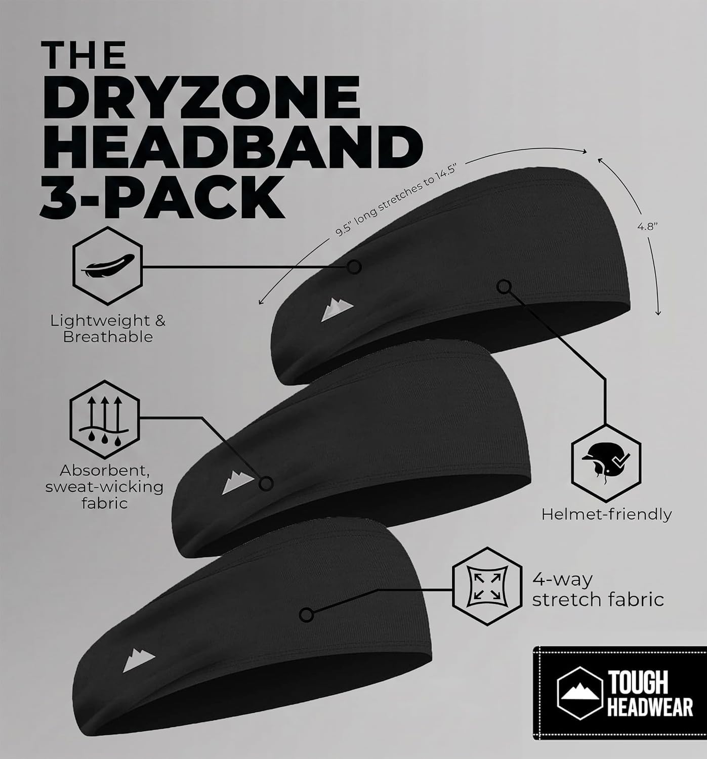 Diadema para hombre Tough Headwear | Diademas para el sudor para ho...