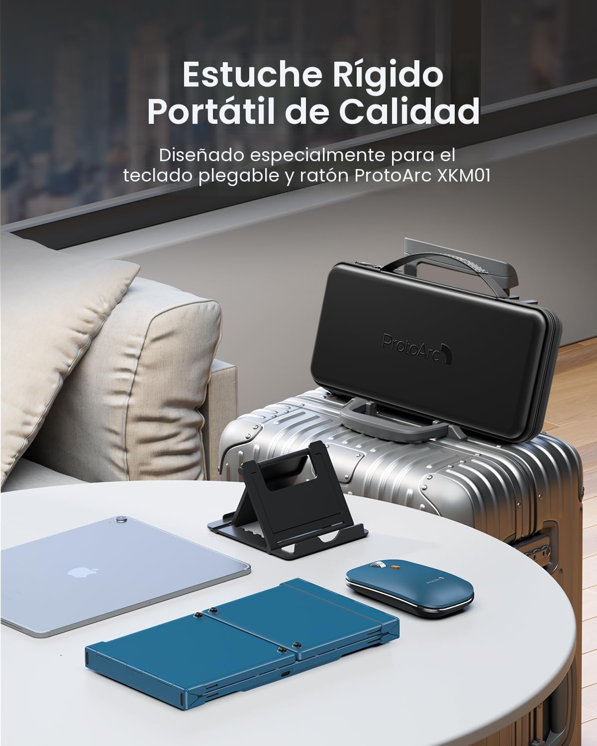 ProtoArc XKM01 - Teclado y mouse plegables, combo de mouse inalámbr...