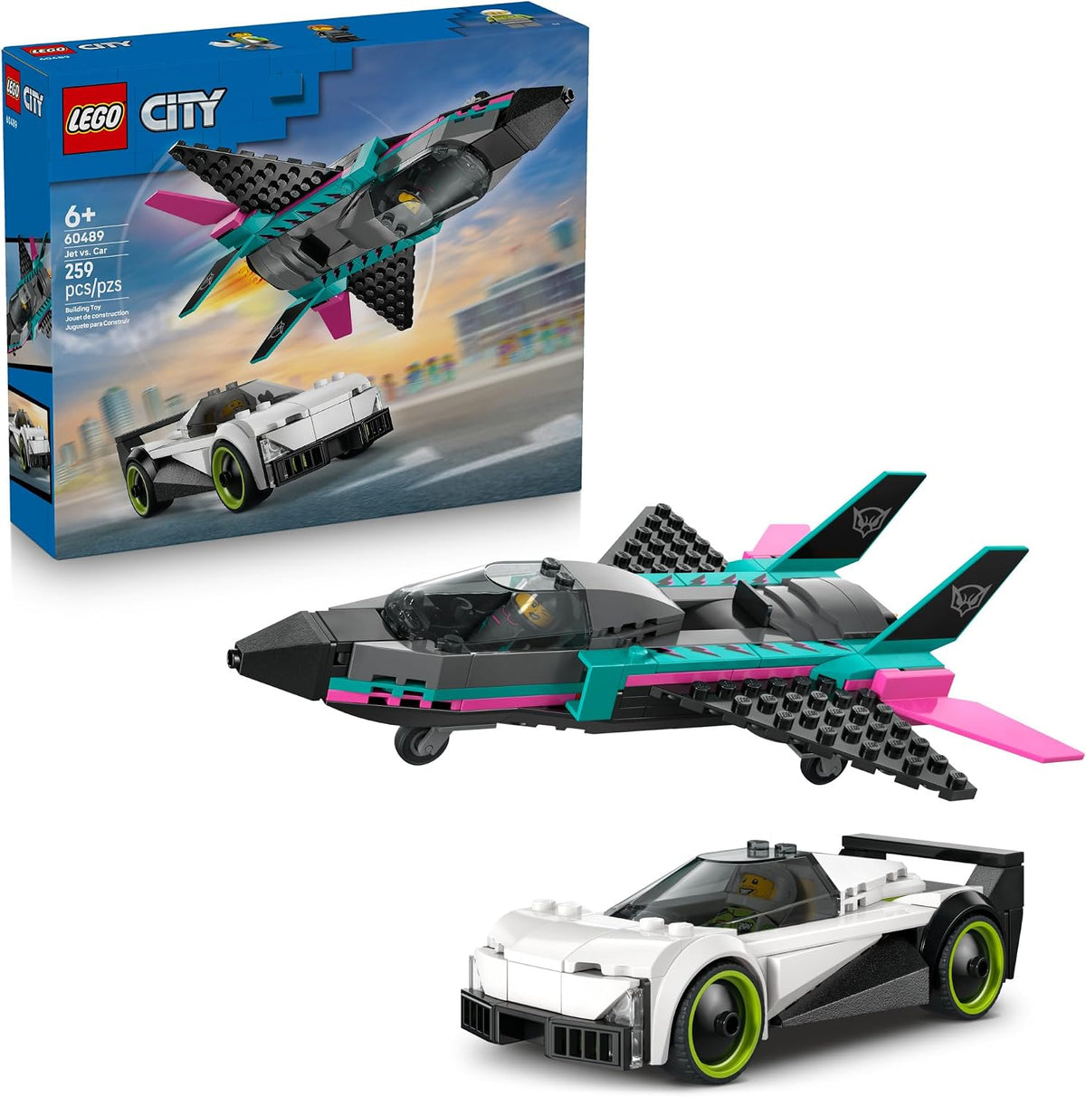 LEGO City Jet vs. Juguetes de construcción de automóviles para niño...