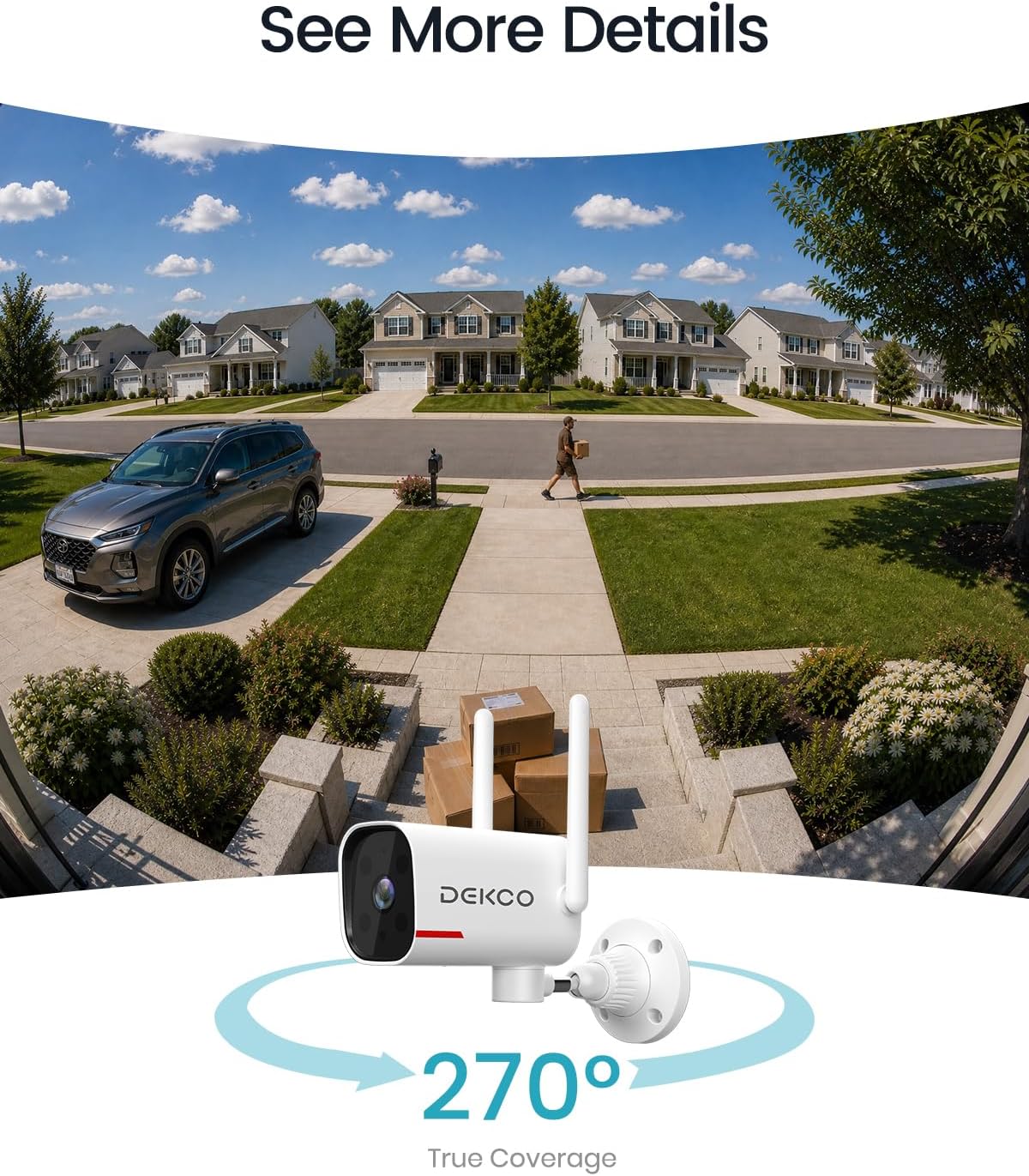 DEKCO Cámara WiFi 2K rotación panorámica 180° cámaras de seguridad...
