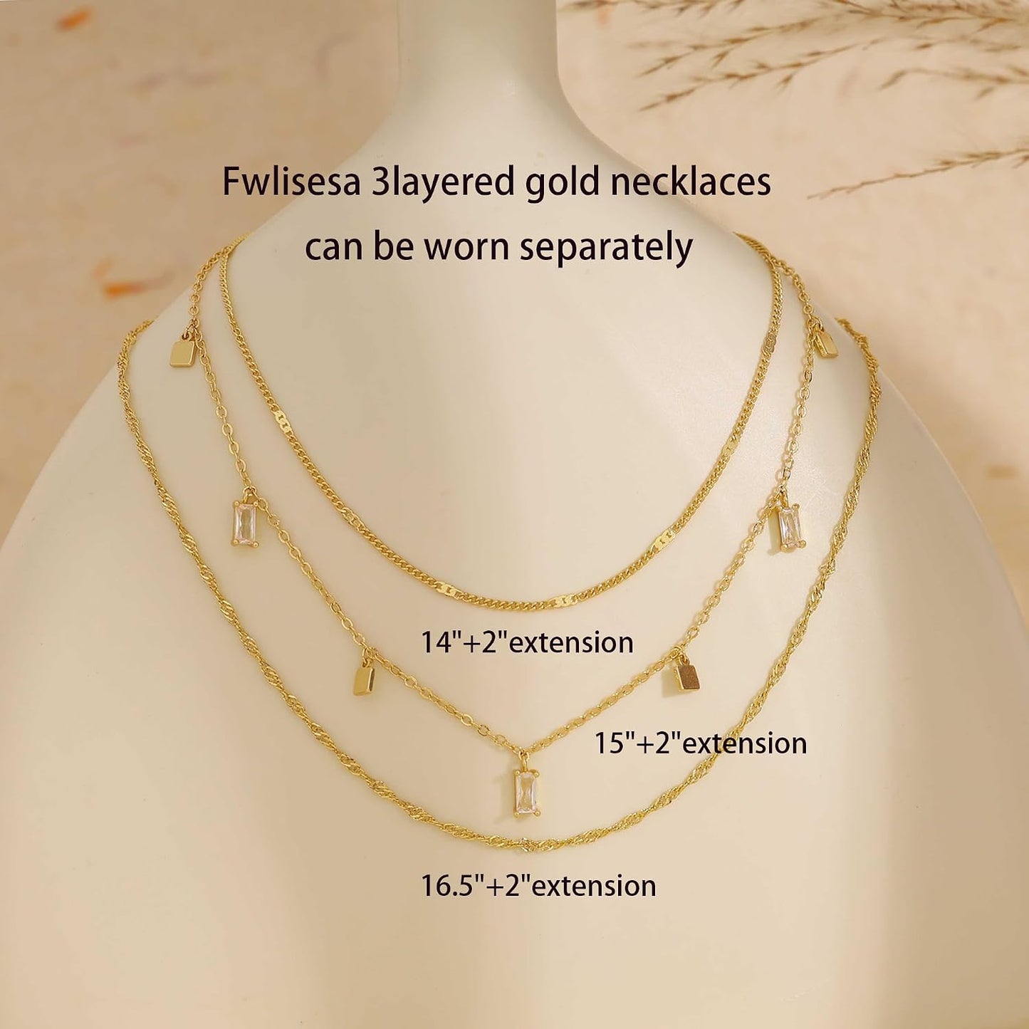 Fwlisesa Collares en capas para mujer, conjunto de collares de oro...
