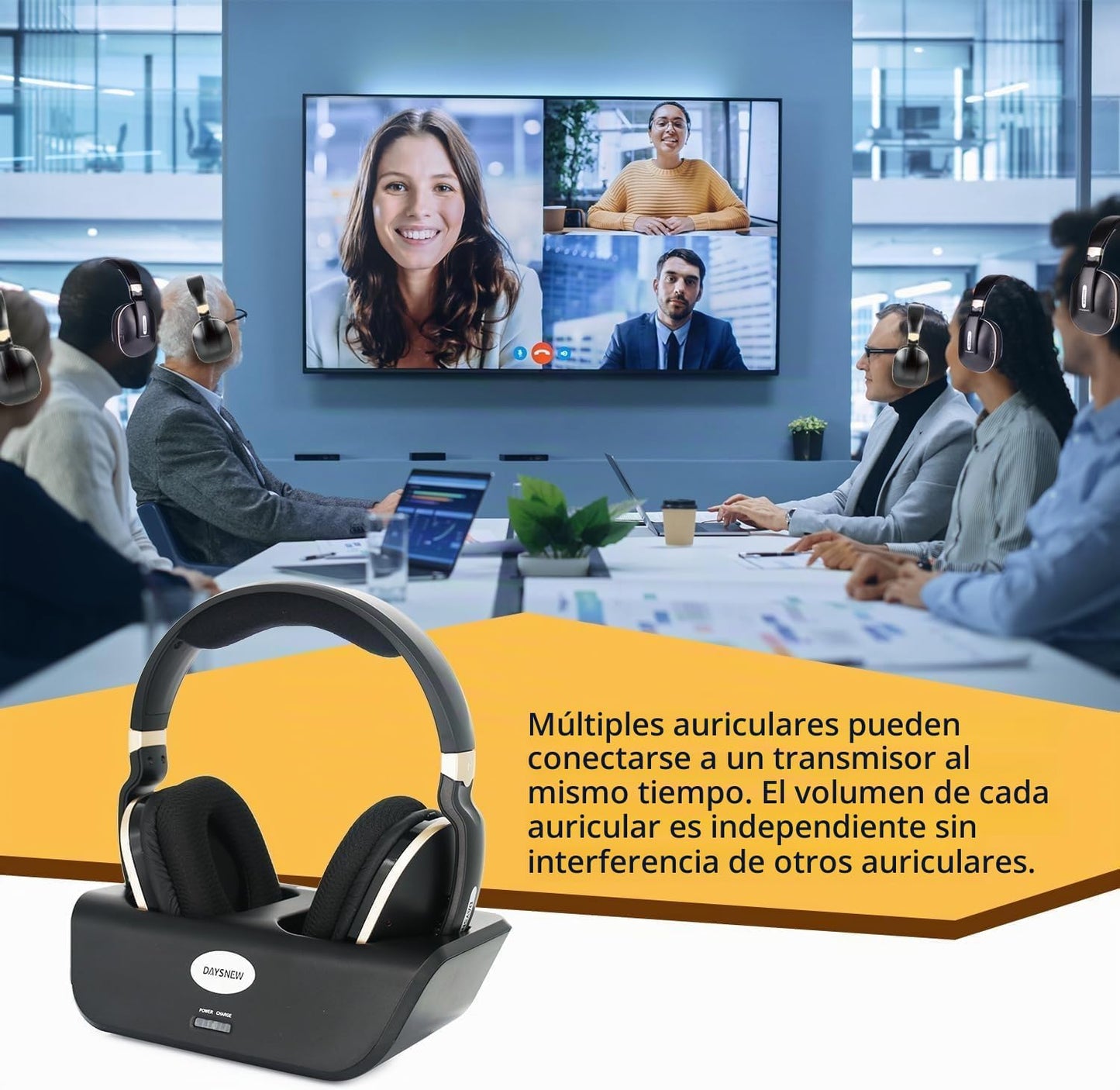 Daysnew Auriculares inalámbricos ópticos para ver televisión, auric...