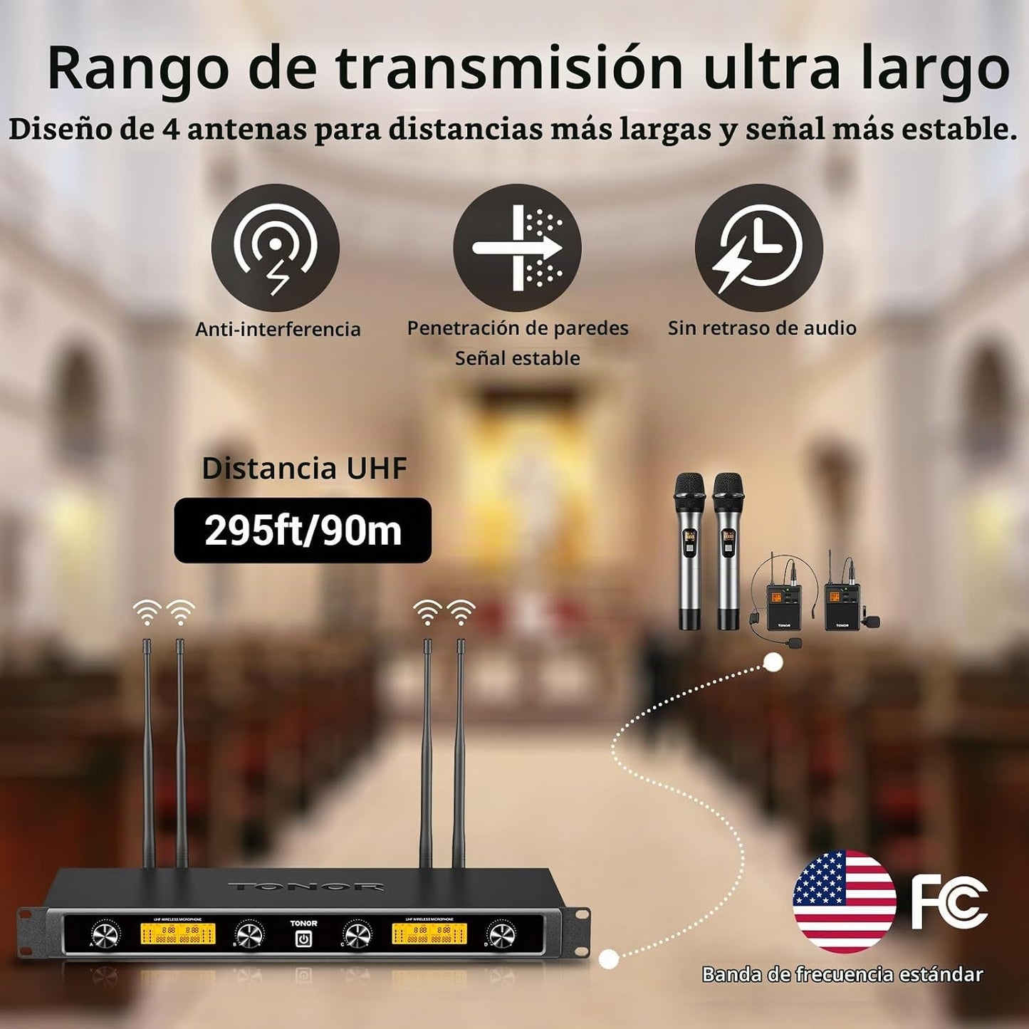 TONOR Sistema de micrófonos inalámbricos con 2 micrófonos inalámbri...