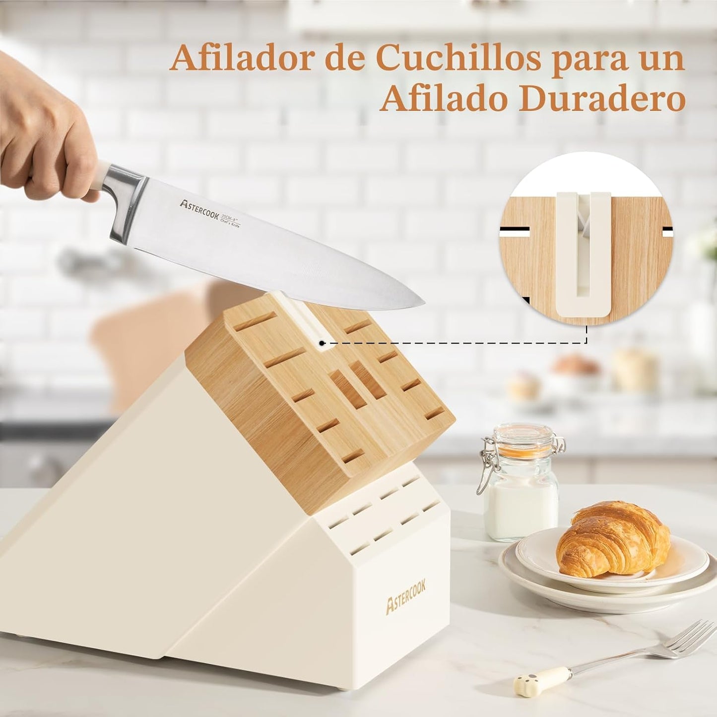 Astercook Juego de cuchillos de cocina con bloque, 22 piezas, cuchi...