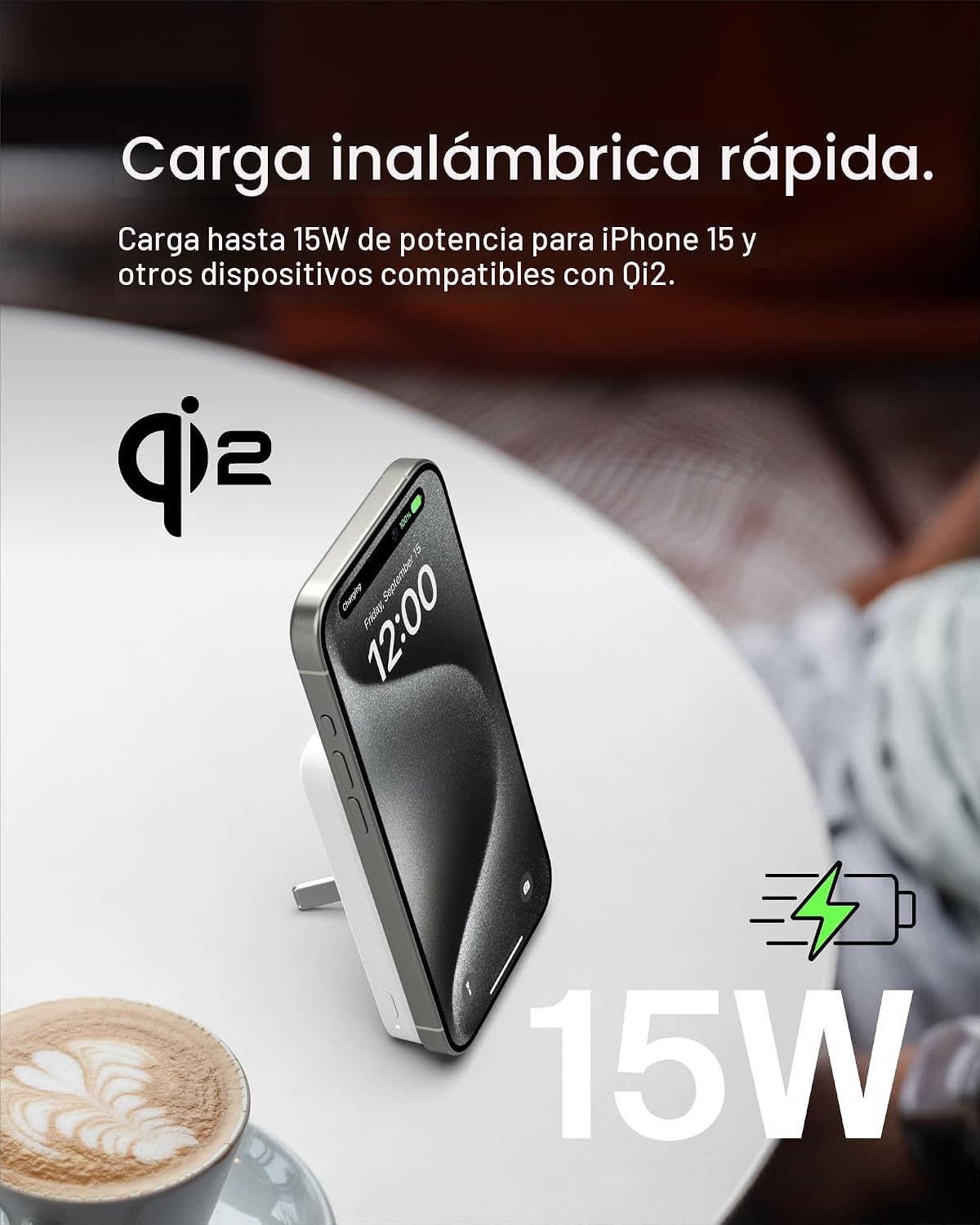 Belkin Cargador portátil, banco de energía inalámbrico de 15 W 5000...