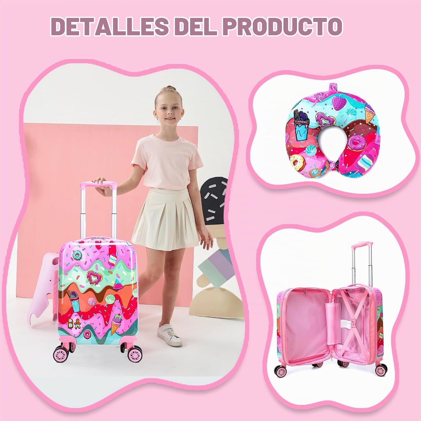Inprof Juego de maletas para niños, 2 piezas, equipaje rígido de 16...