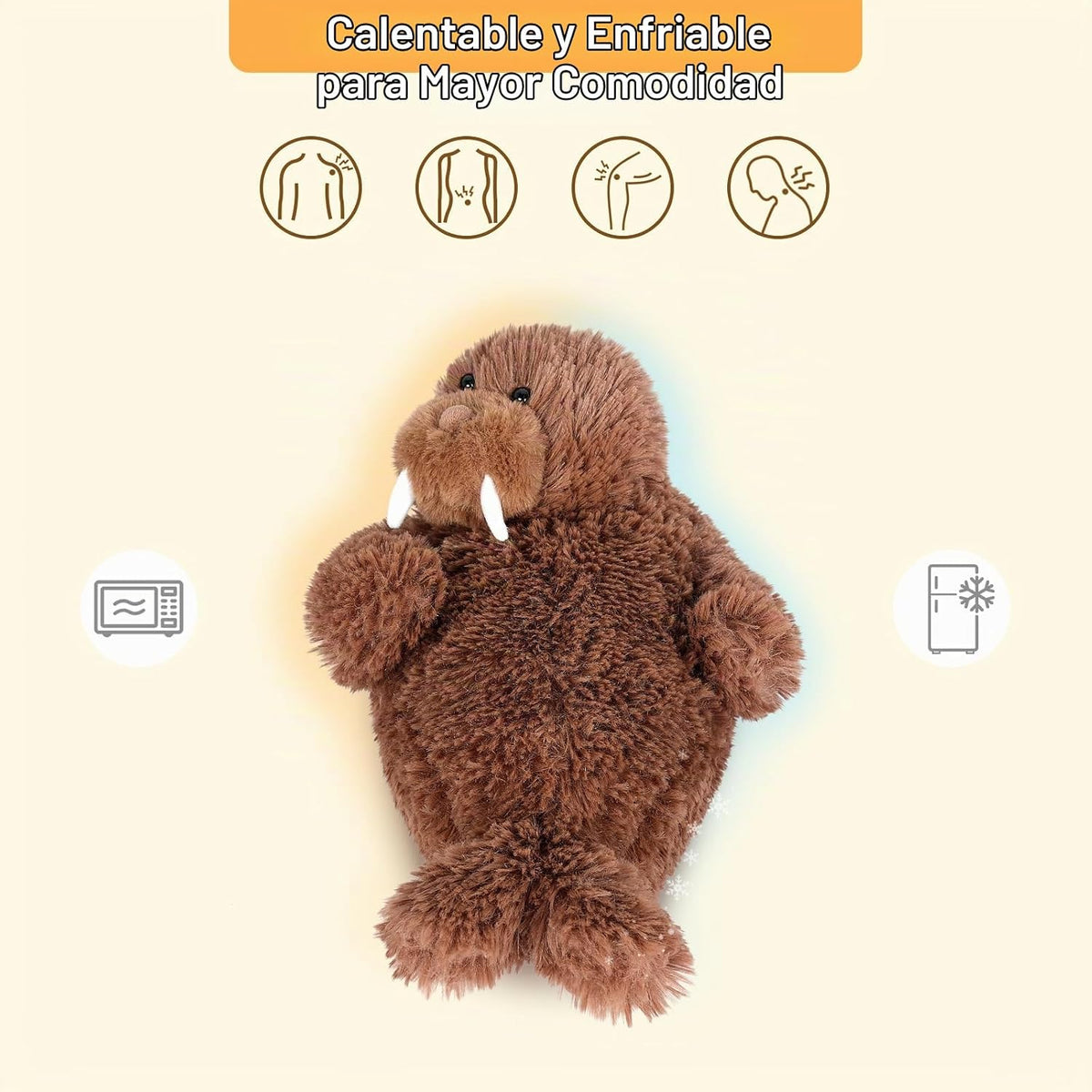 SuzziPals Peluche de morsa, almohadilla térmica para microondas par...