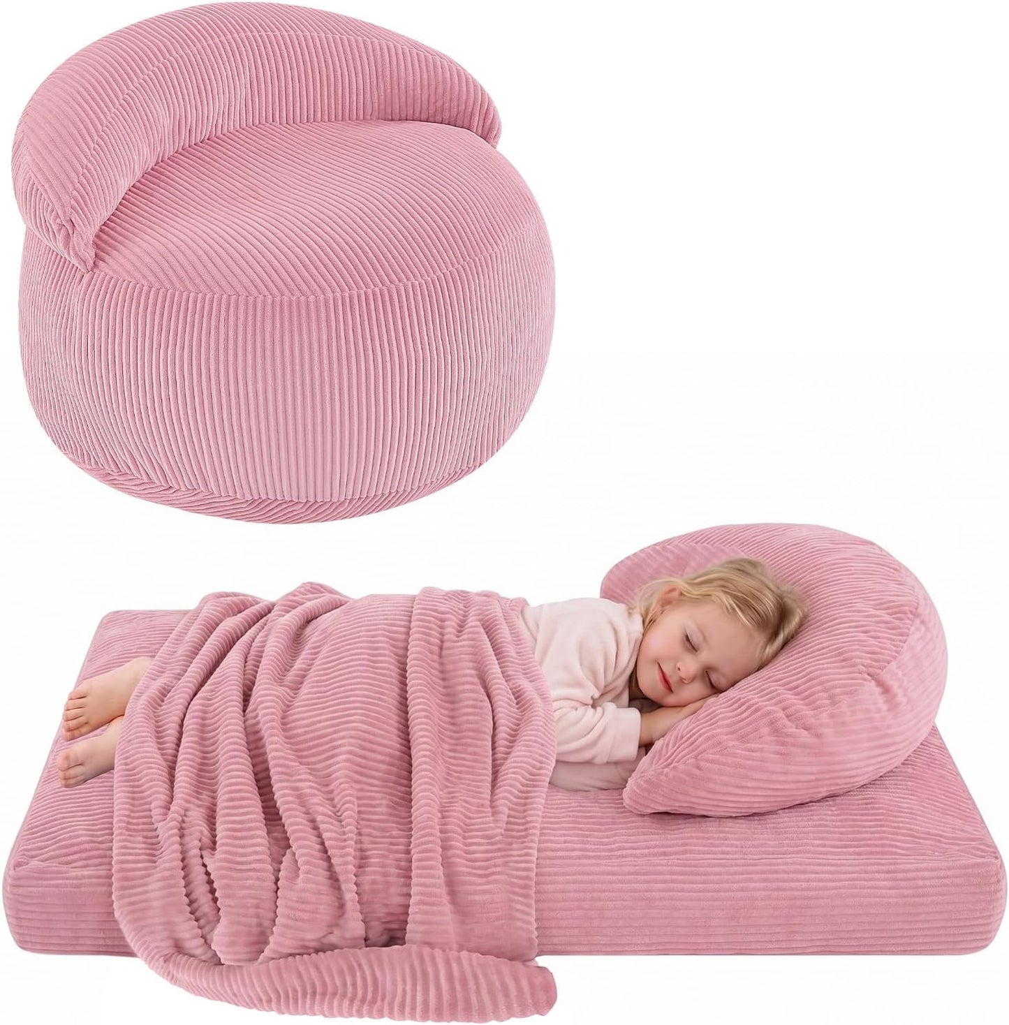 COMAX Puf para niños, cama convertible rosa para niños | Sillón con...