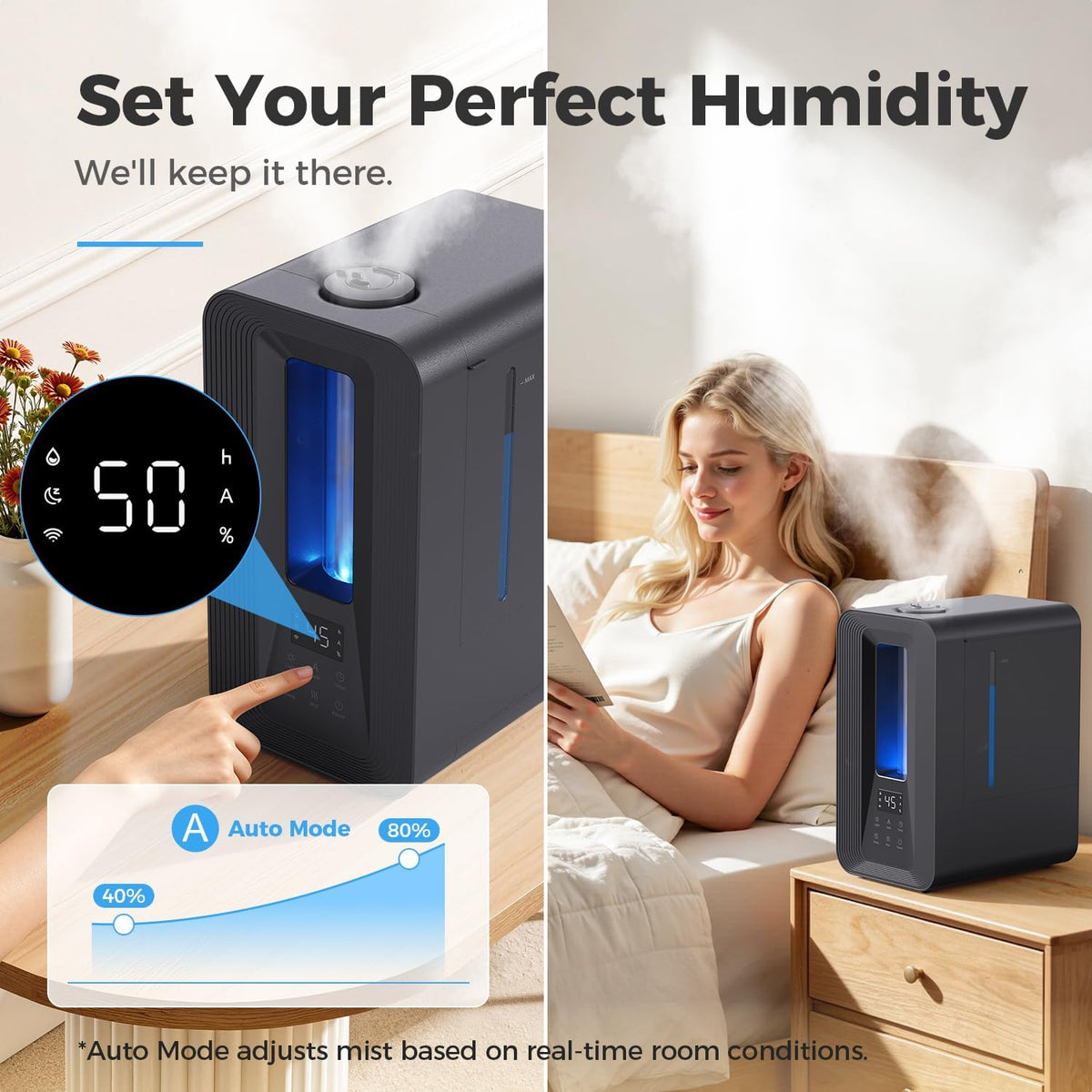Breezome Humidificadores de 5L para dormitorio habitación grande Co...