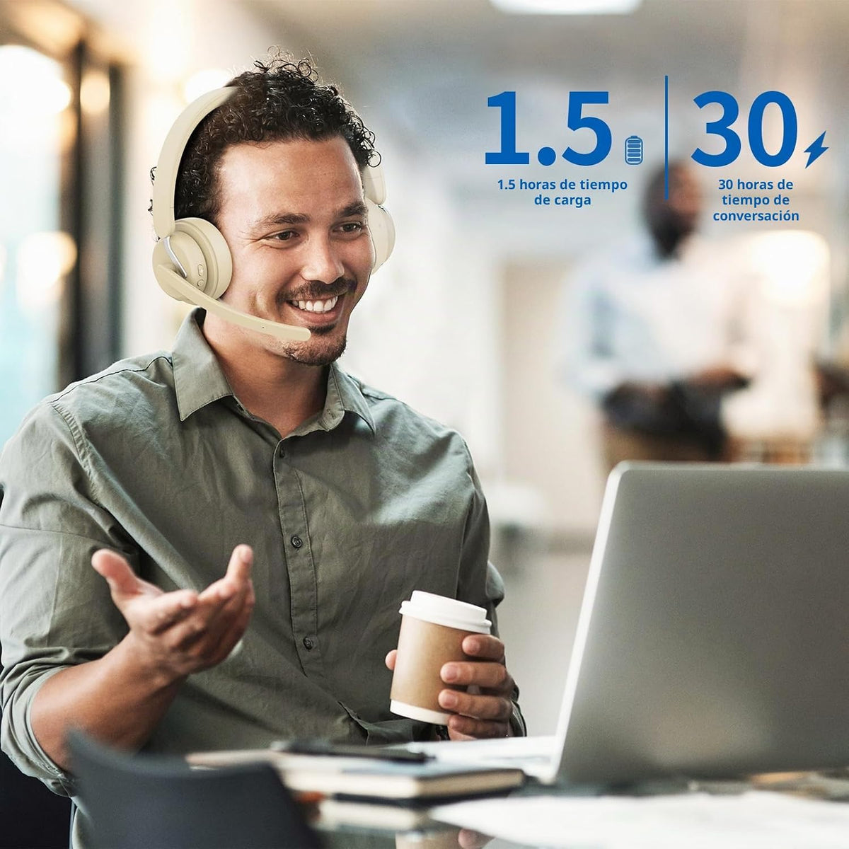 awatrue Auriculares inalámbricos con micrófono para trabajo, auricu...