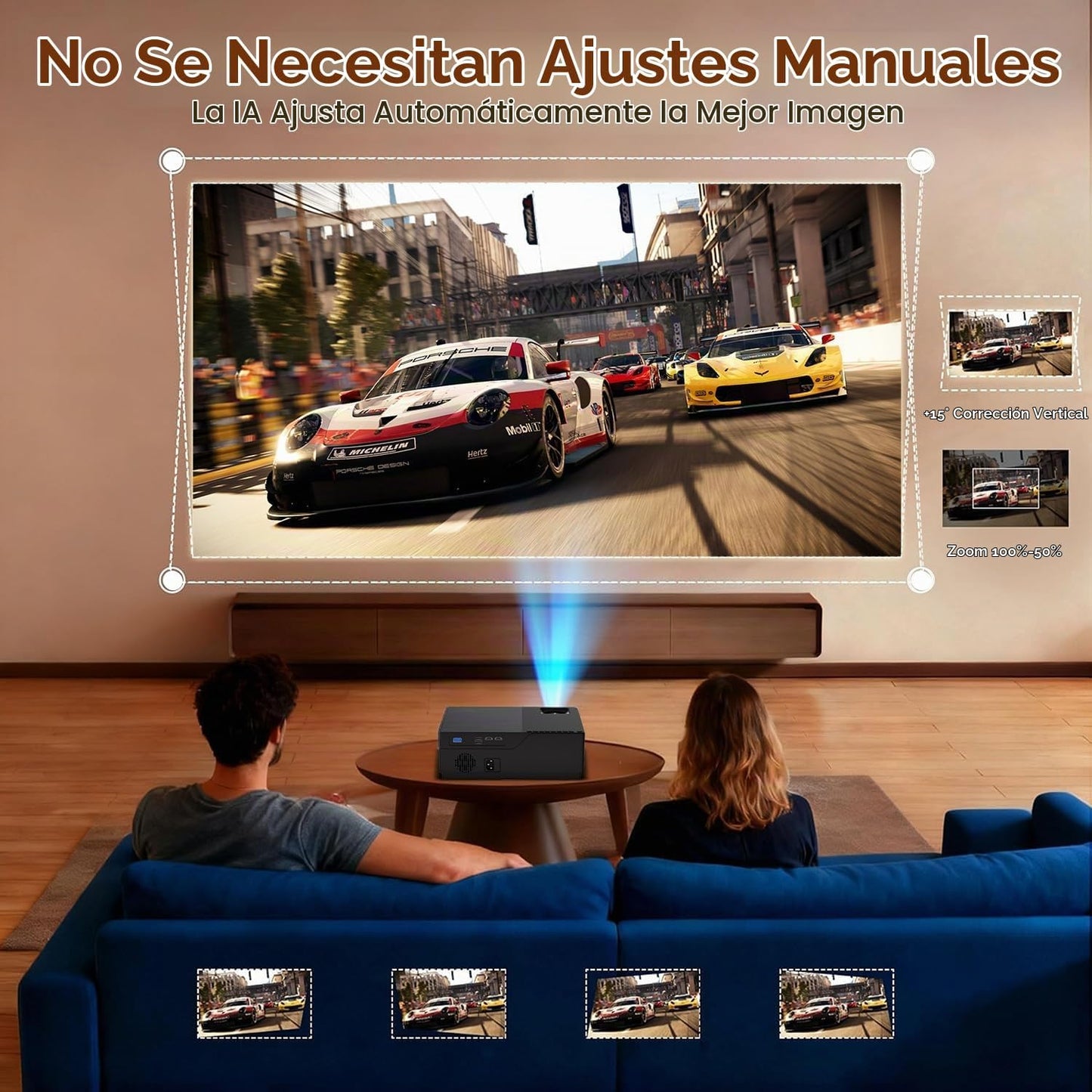 XENPONAD Proyector con WiFi y Bluetooth, soporte 4K Native 1080p Pr...