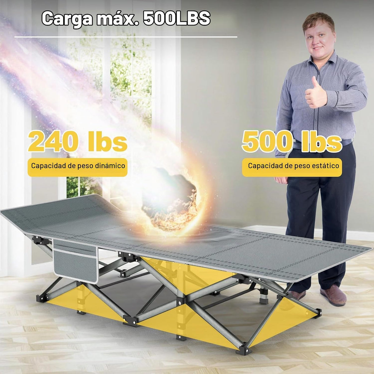Slendor Cuna de camping plegable con colchón, carga máxima de 500 l...