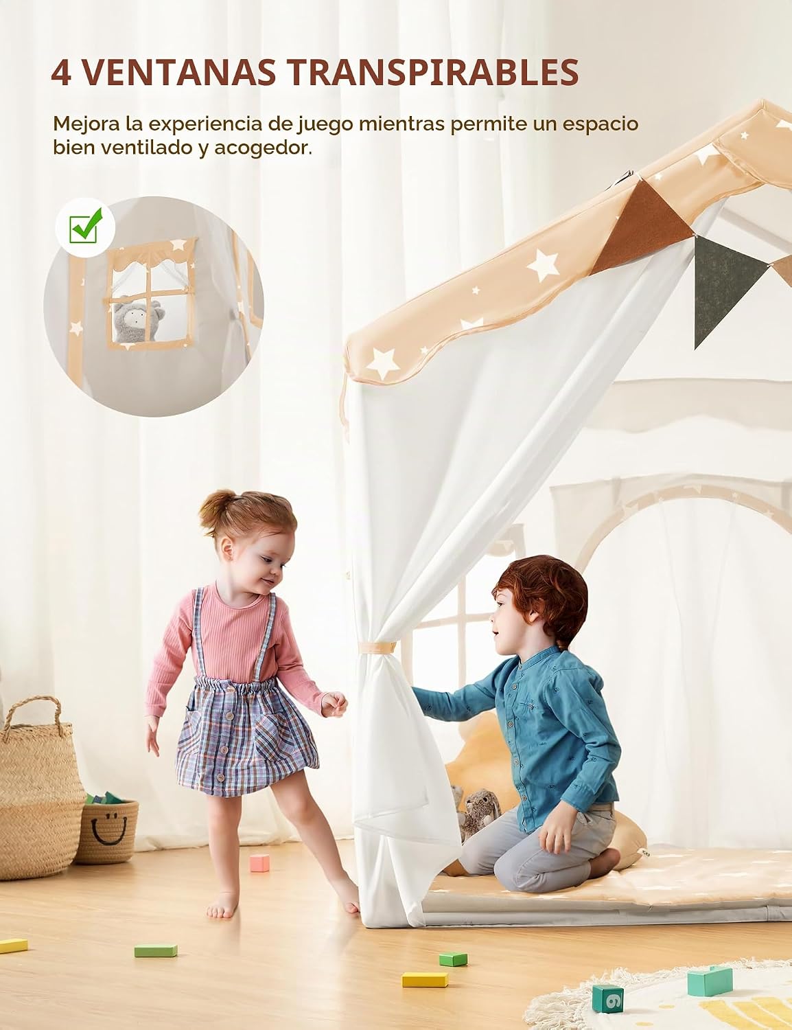 besrey Tienda de campaña para niños 2 en 1 con alfombrilla acolchad...