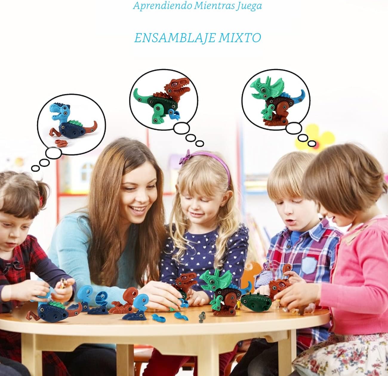 Juguetes STEM de dinosaurios para niños de 3 a 5 años, juguetes de...