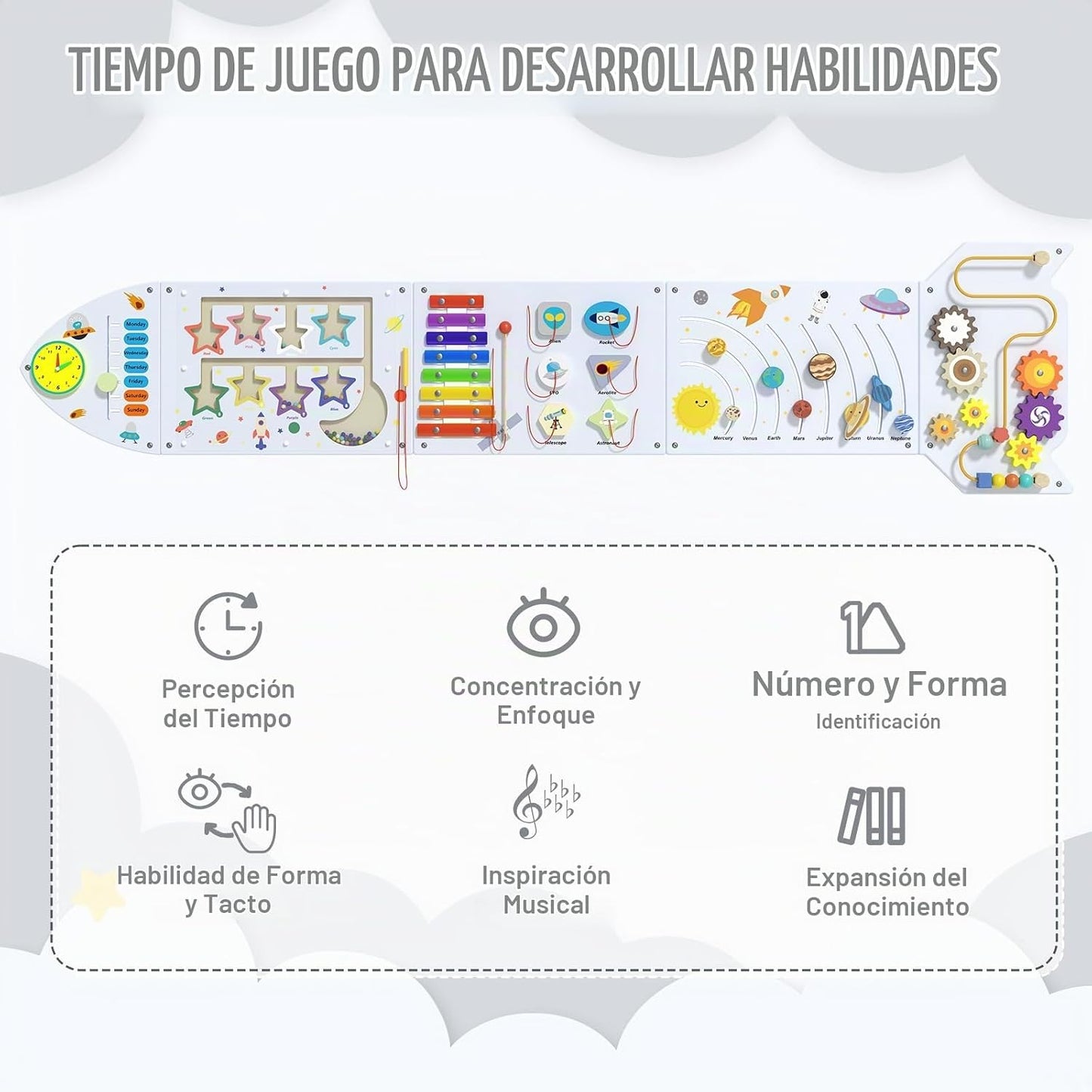 nigwet Paneles de Tablero Ocupado de Actividad de Cohete para Pared...