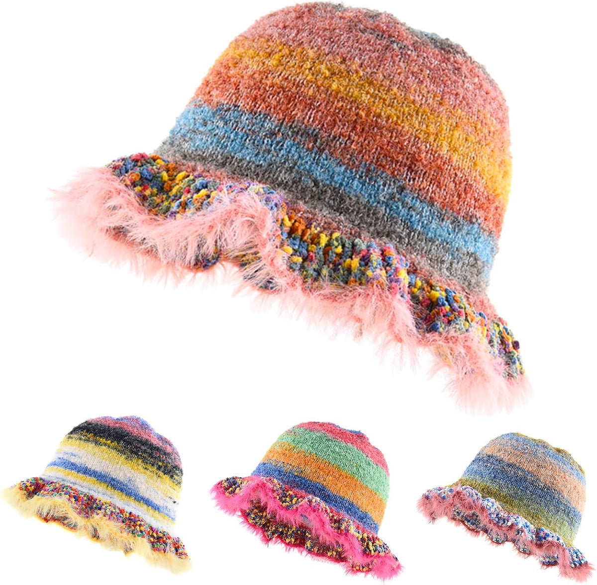 Busnos Gorros de ganchillo para mujer, gorro de moda para mujer, li...