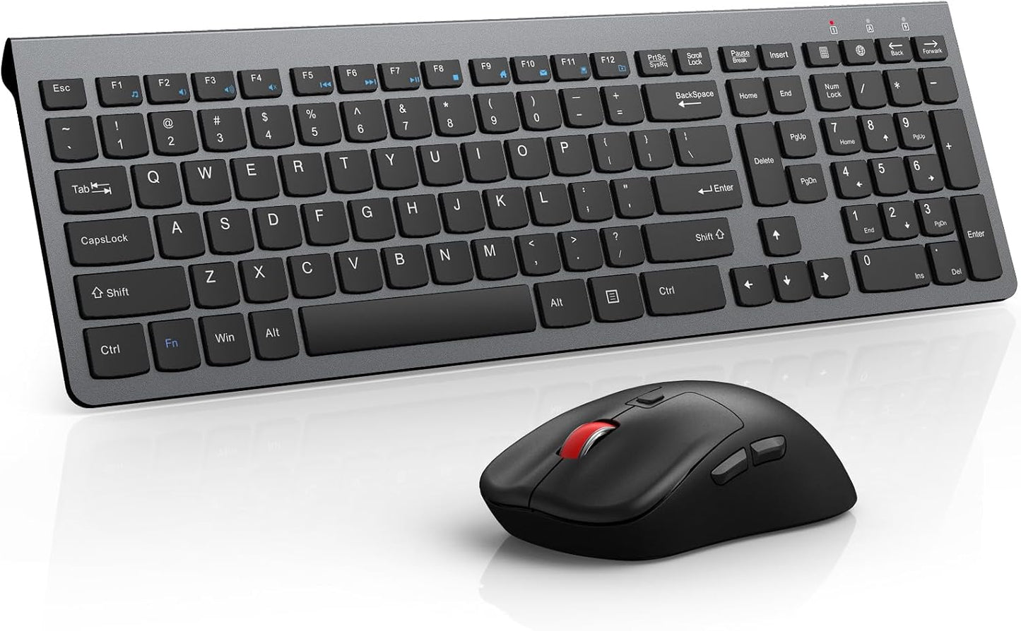 GAMCATZ Combo de teclado y mouse inalámbricos, clic silencioso, dis...