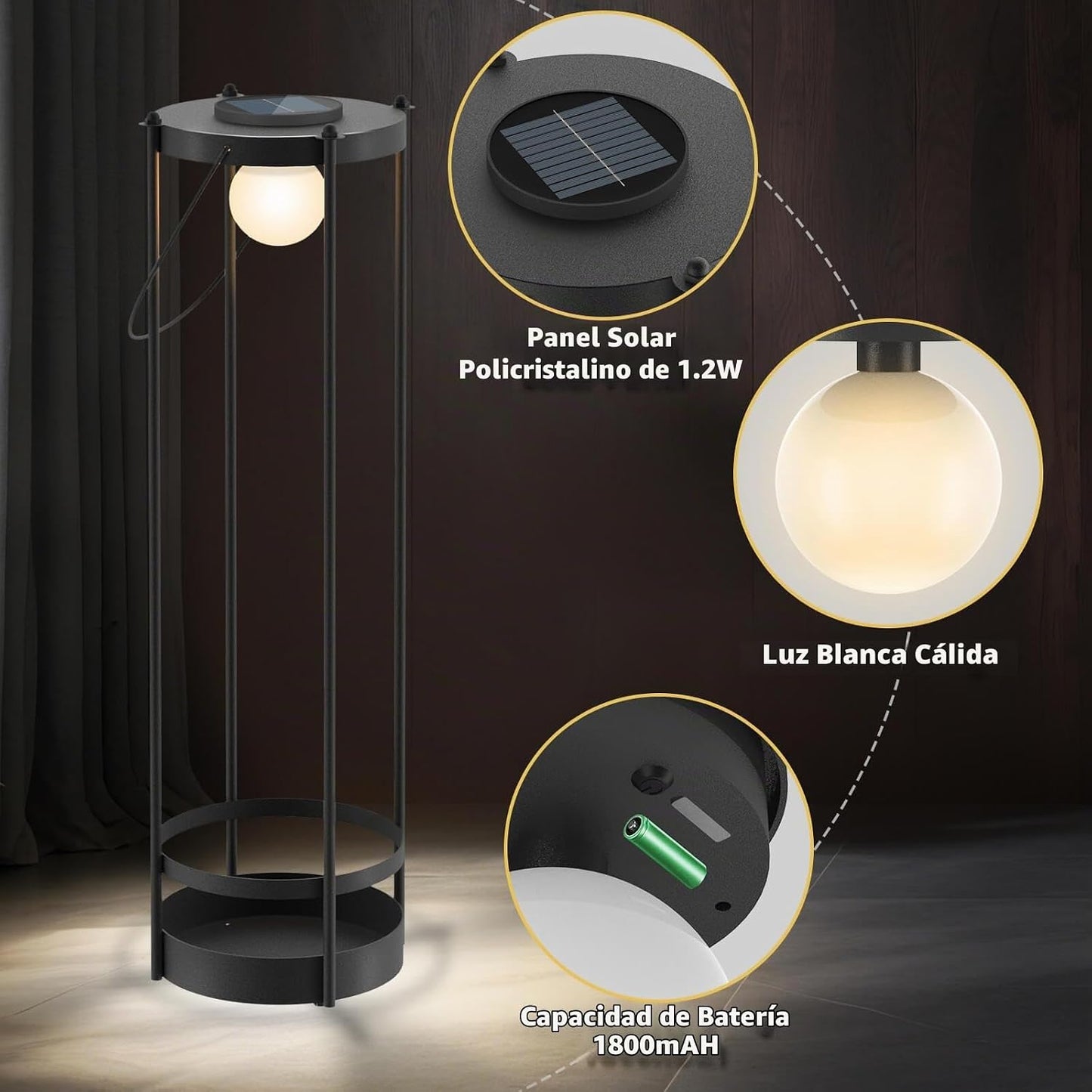 Lapsnail Lámpara de pie solar para exteriores con soporte para plan...