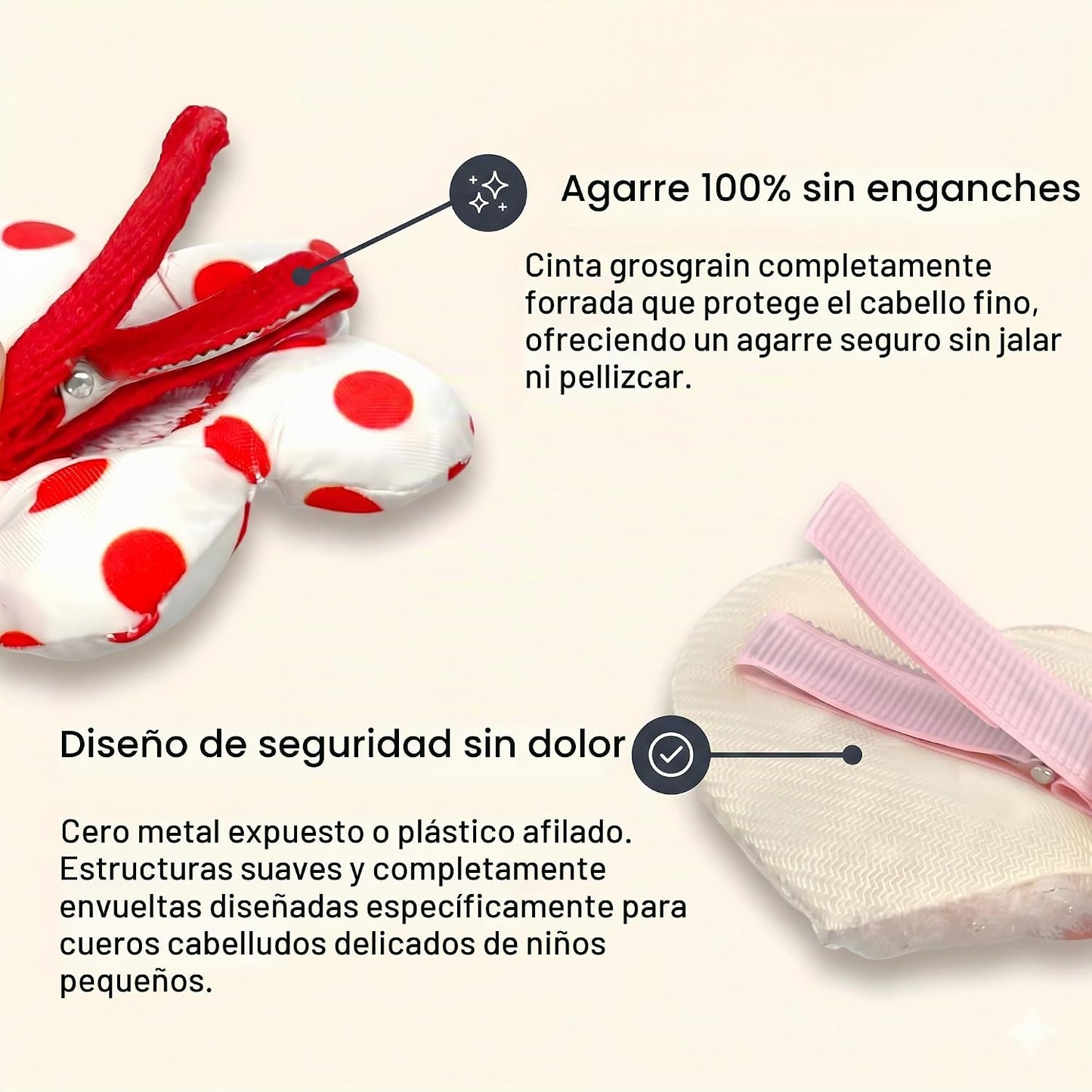 Pinzas para el cabello para niñas, 16 lazos antideslizantes y pasad...