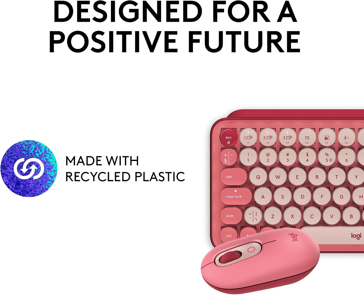Logitech POP Conjunto de teclado mecánico y mouse inalámbrico, emoj...