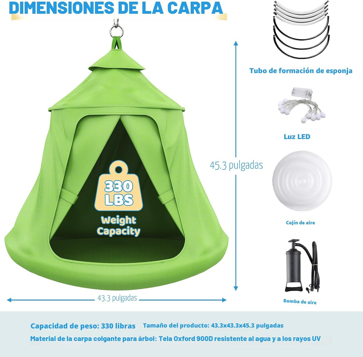 Juego de columpios con columpio para tienda de campaña, marco de co...