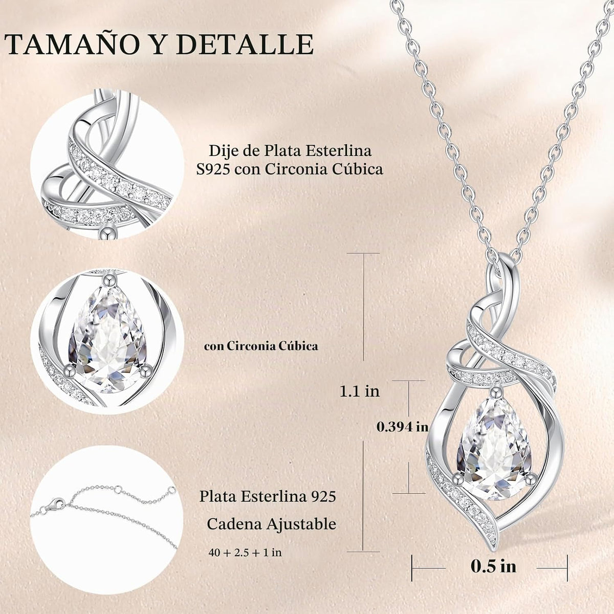 FANCIME Collar con piedra natal para mujer con colgante de lágrima...