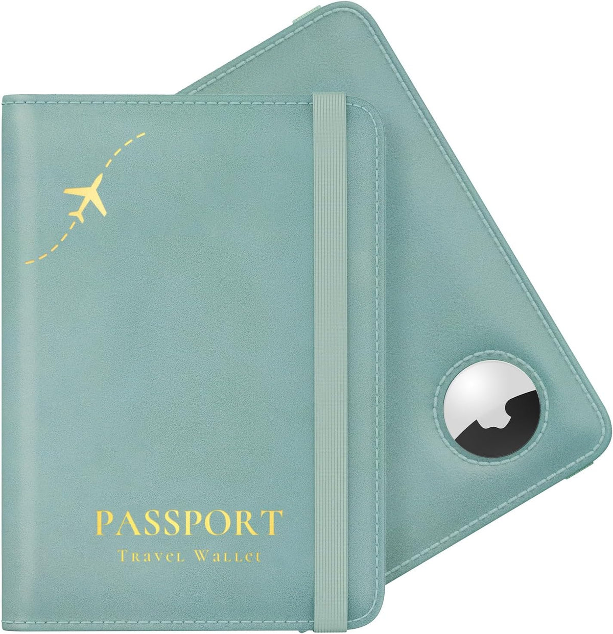 Stouchi Soporte para pasaporte AirTag - Cartera de viaje delgada RF...