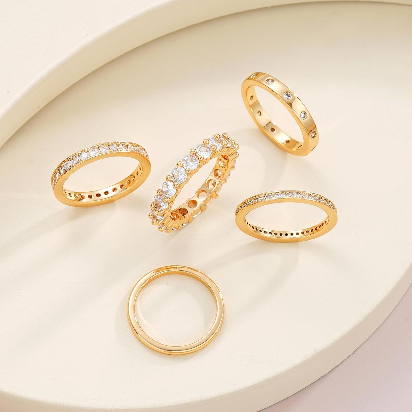 Anillos de oro para mujer sin deslustre, juego de anillos de nudill...