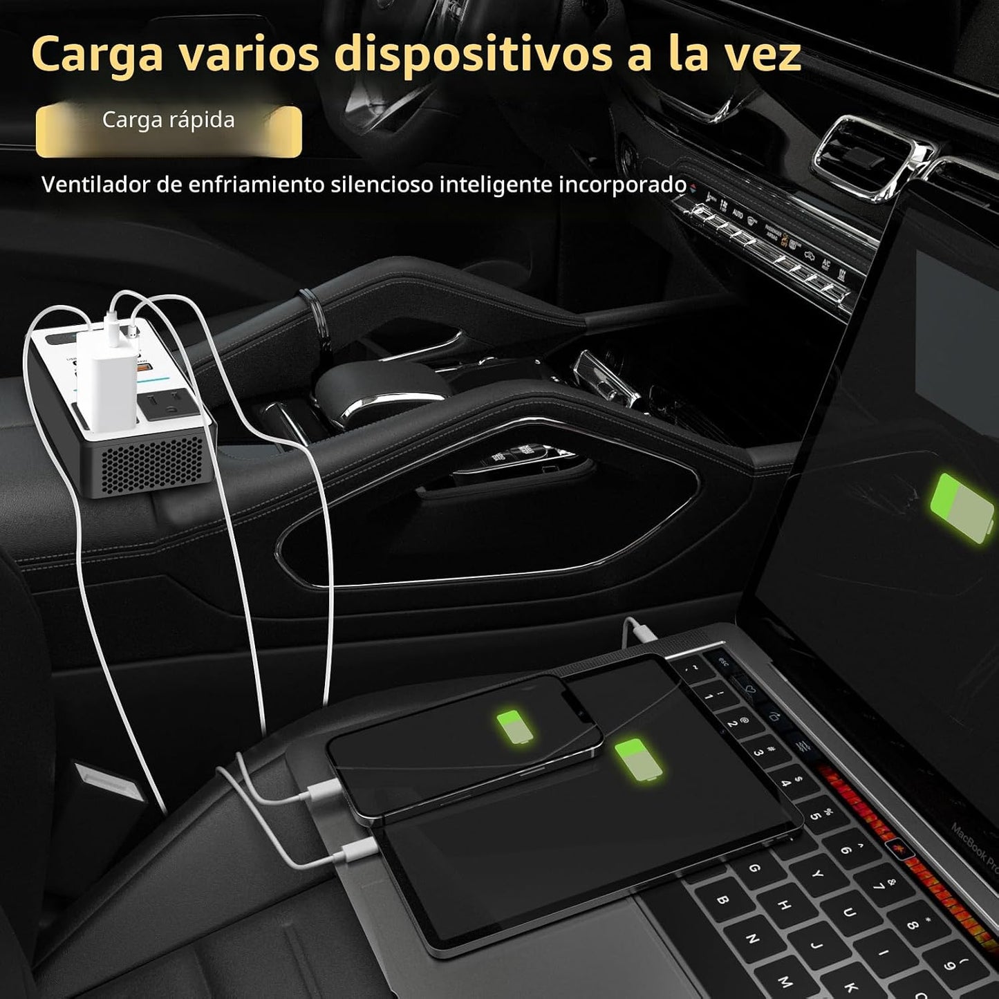 200W Inversor de corriente para automóvil DC 12V a 110V AC, adaptad...