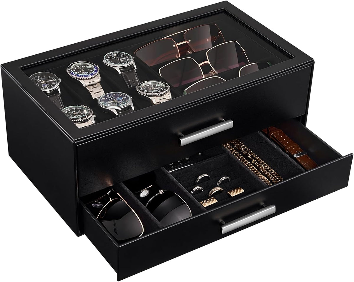 ProCase Joyero extraíble para hombre, caja de reloj de 6 ranuras y...