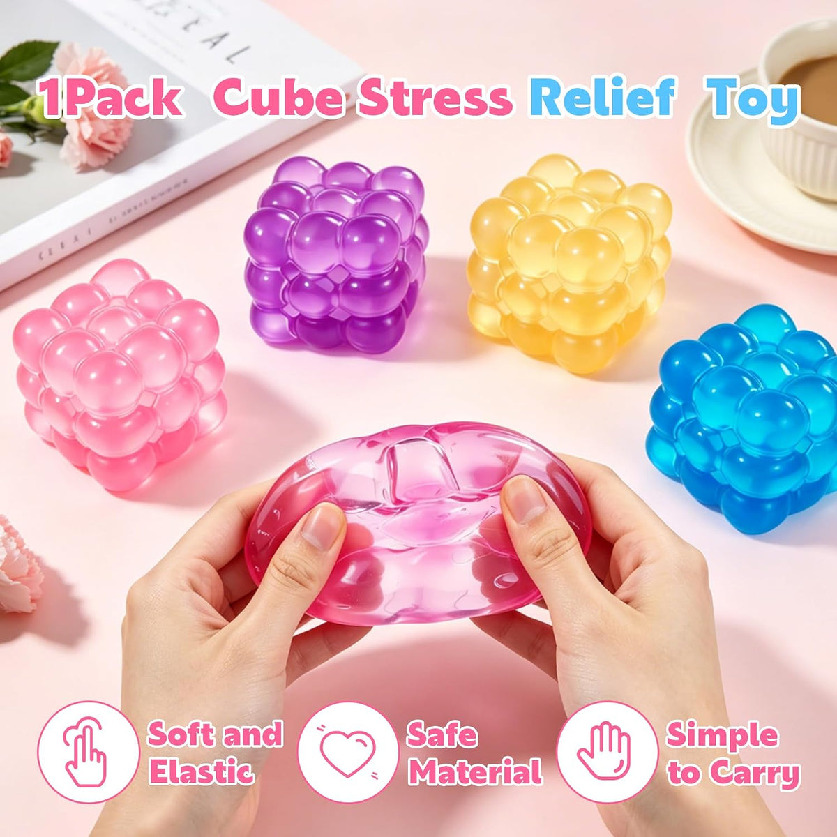 Cubo de hielo Squishy Fidget juguete, cubo para apretar, cubos de l...