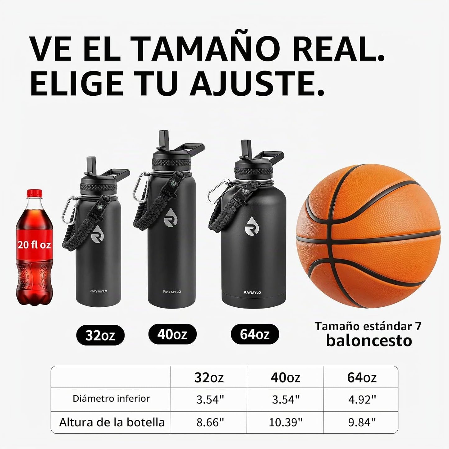 RAYMYLO Botella de acero inoxidable|Aislamiento al vacío de triple...
