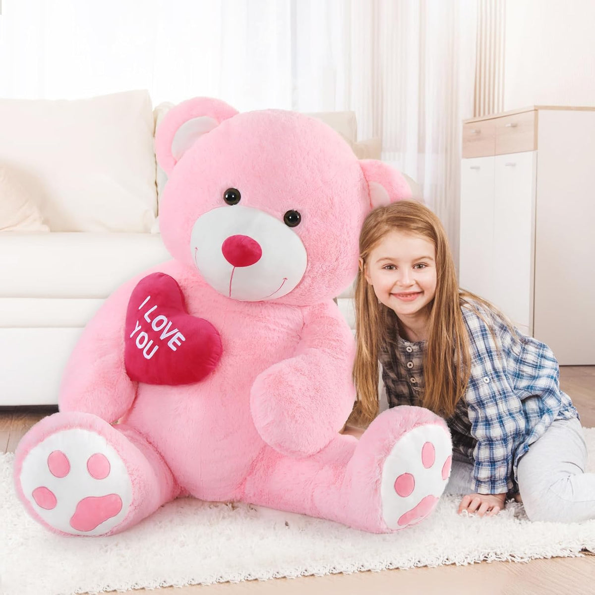 MaoGoLan - Oso de peluche grande de 132 cm, oso de peluche rosa gig...