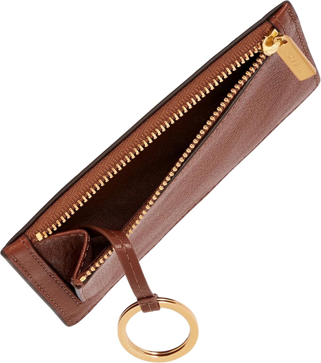 Fossil Cartera Logan de piel con cierre de cremallera para mujer co...