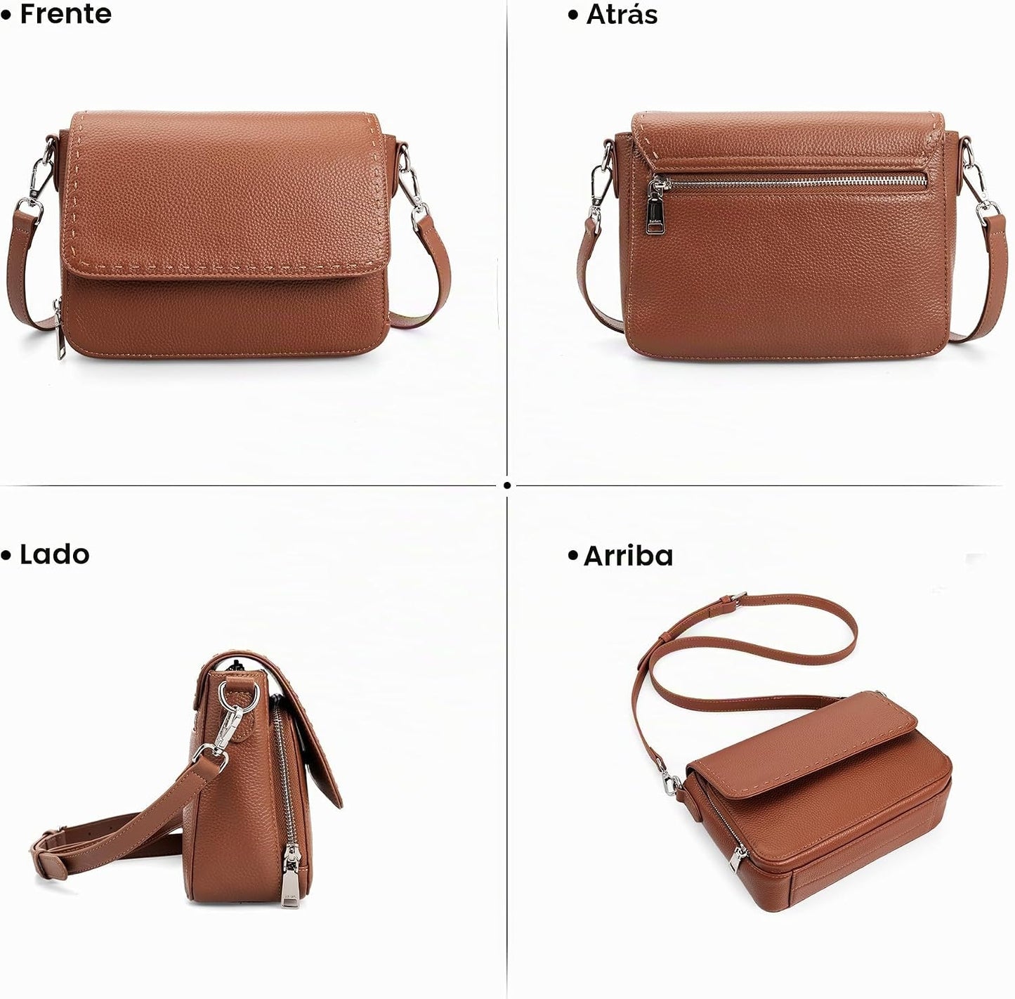 befen Bolsos cruzados de cuero genuino para mujer, bolso mediano co...