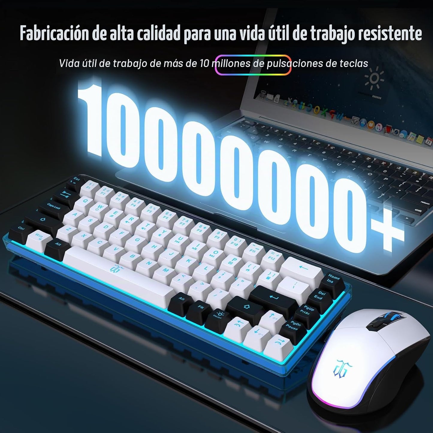 Snpurdiri - Combo de teclado y mouse inalámbricos para juegos al 60...
