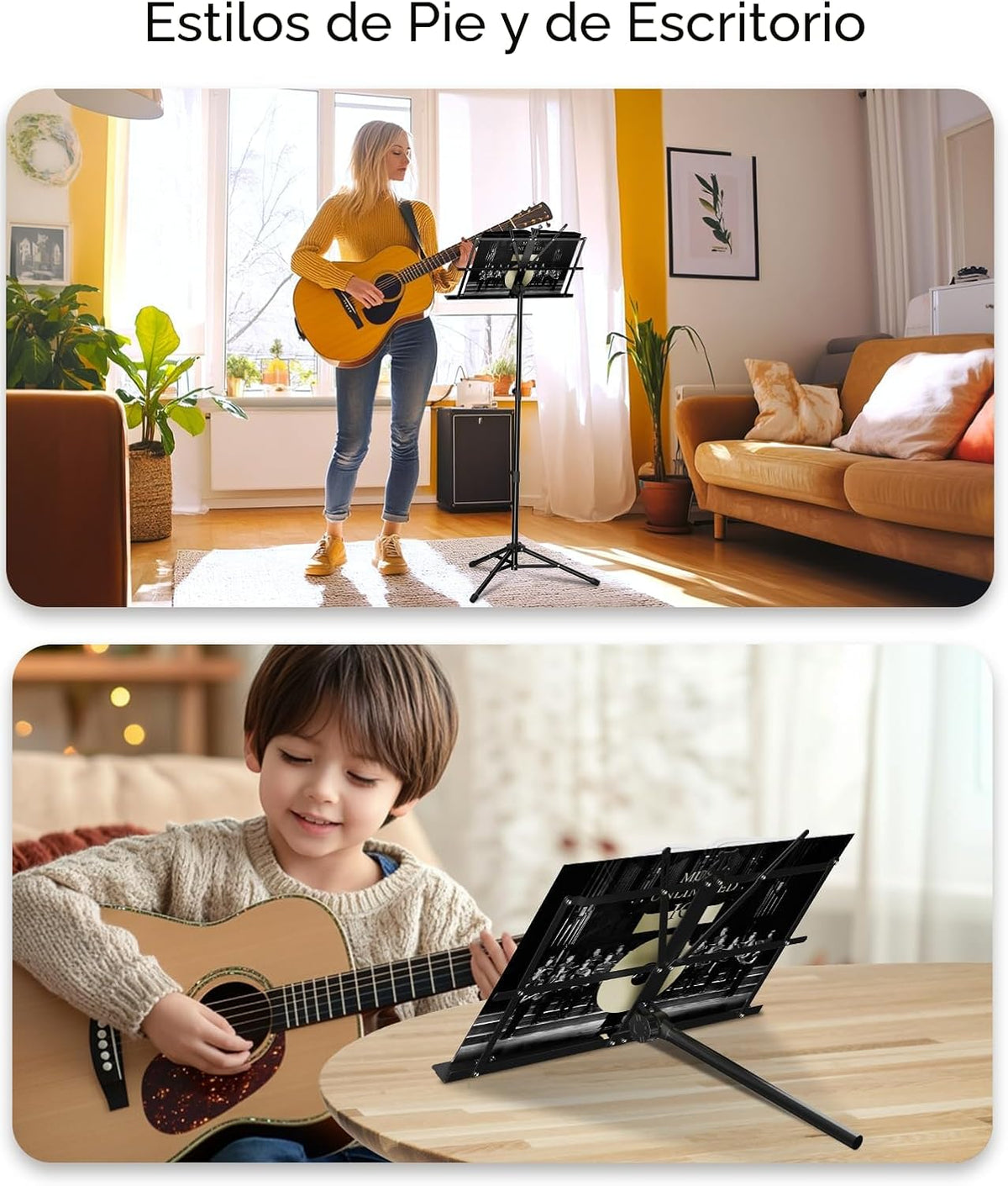 K KASONIC Soporte de música, 2 en 1 de doble uso, plegable para par...