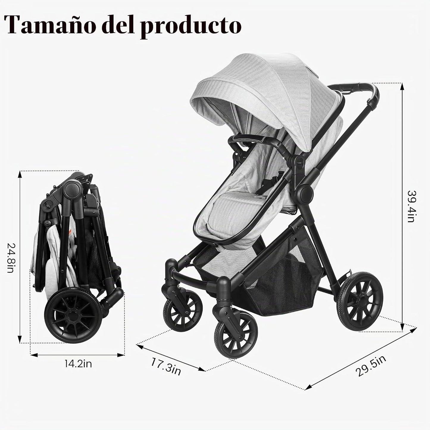 Nurtrarola - Cochecito de bebé ligero 2 en 1 con asiento reversible...