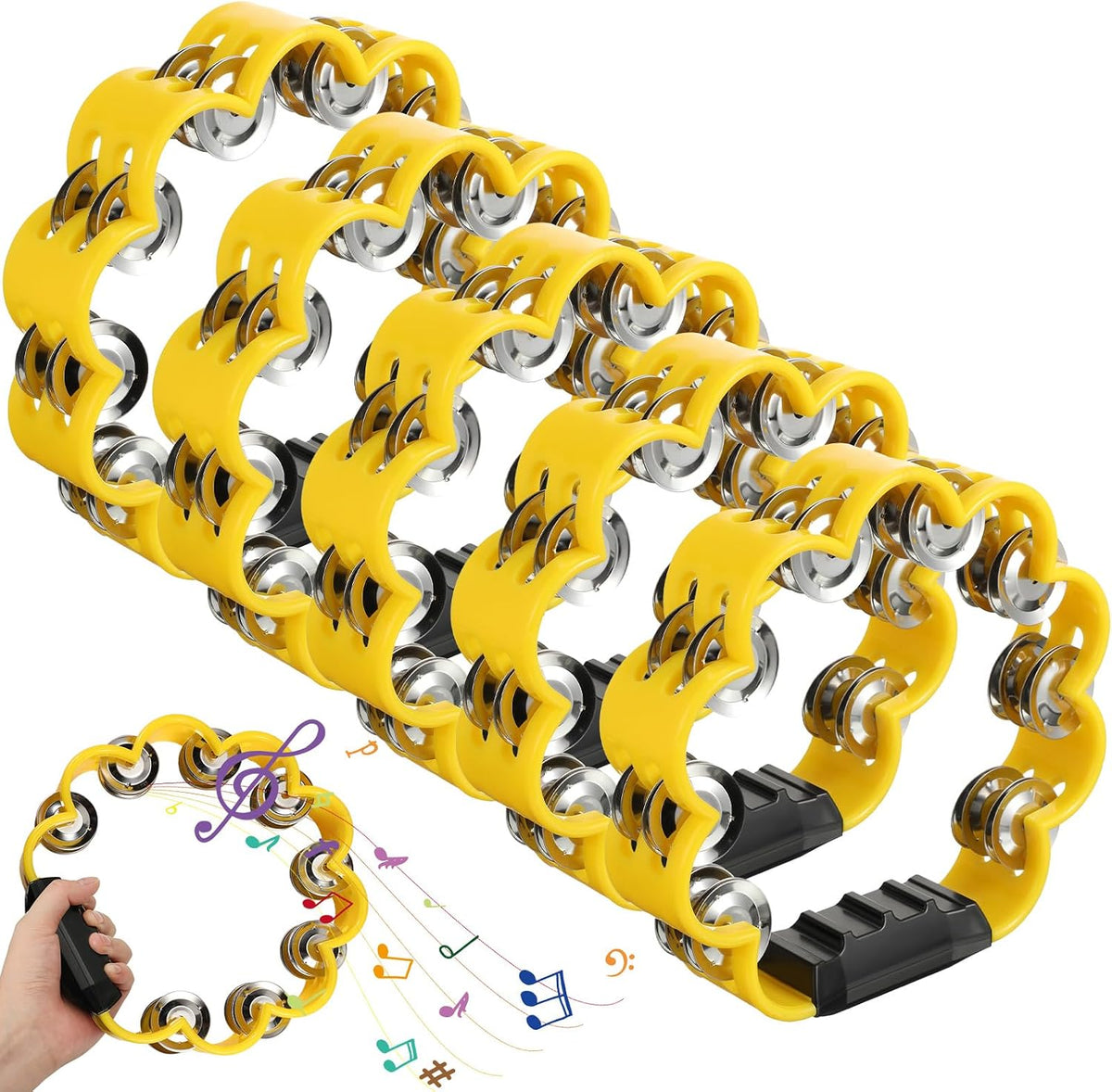 Cindeer Pandereta de plástico con forma de pétalo, pandereta de per...
